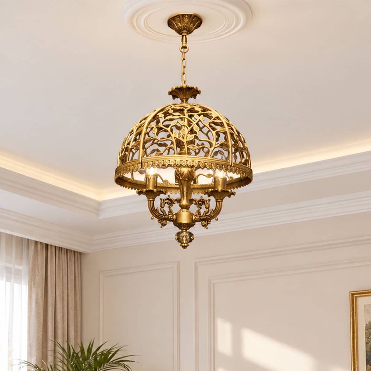 نمای روبهروی لوستر کلاسیک L1408a-لوستر کلاسیک سه شعله