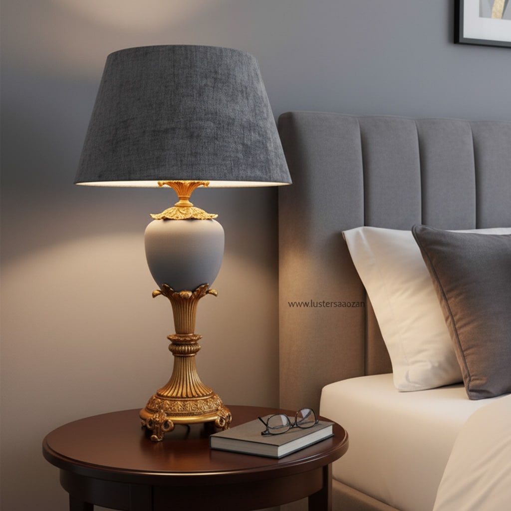 آباژور رومیزی طوسی