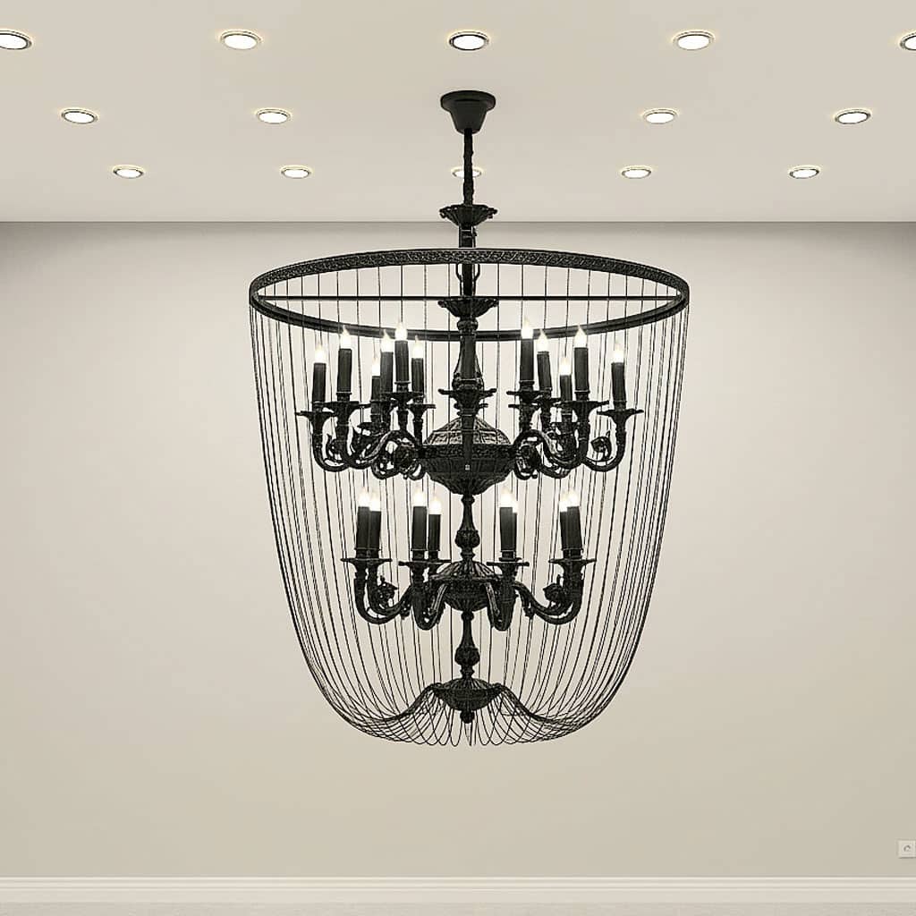 لوستر زنجیری مدرن لوستر زنجیری دوطبقه لوستر مشکی زنجیری لوستر بزرگ دوبلکس