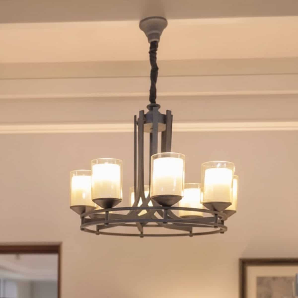 لوستر مدرن طوسی 8 شعله مدل L1500-8 لوسترسازان