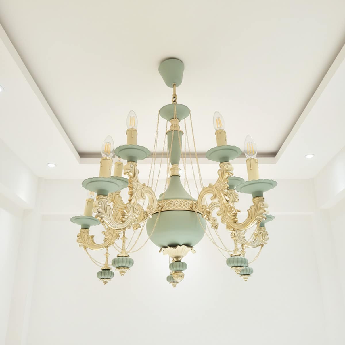 لوستر-نئوکلاسیک-کرم-طلا-فیروزه-ای-خاص-L1627-5