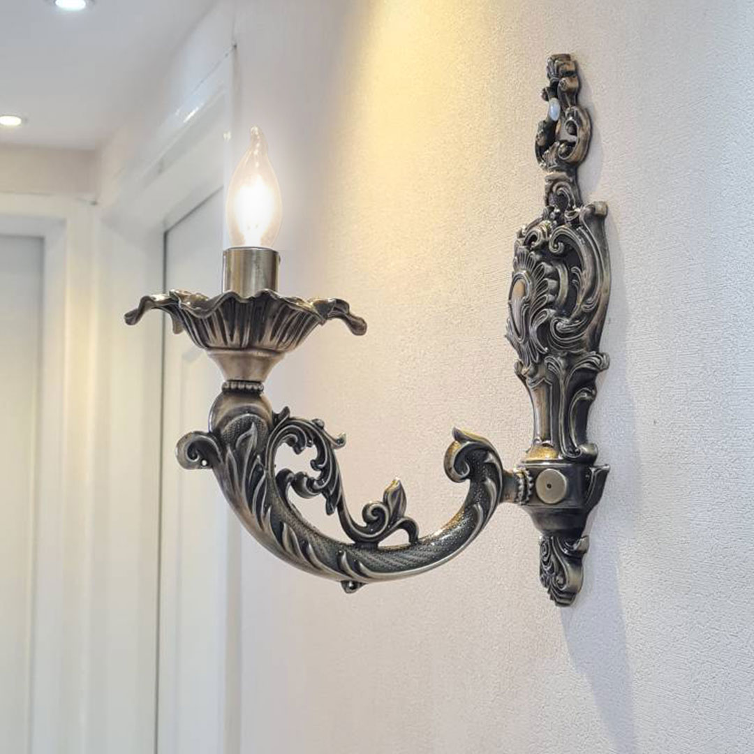 خرید لوستر دیواری کلاسیک D1478-1A | دیوارکوب تک شعله - لوسترسازان